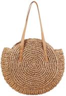 🌞 large woven summer beach tote handbag with round straw design – ideal handle shoulder bag for women's vacation logo