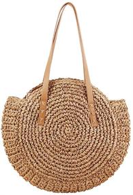 img 4 attached to 🌞 Large Woven Summer Beach Tote Handbag with Round Straw Design – Ideal Handle Shoulder Bag for Women's Vacation