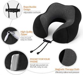 img 1 attached to 😴 Emgthe Travel Pillow: 100% Memory Foam, Neck & Head Support for Airplane, Car & Rest, with Storage Bag, Sleep Mask, and Earplugs - Black+