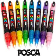 🎨 раскраска posca - полный набор из 8 маркеров с блестками pc-3ml - подарочная коробка включена! логотип