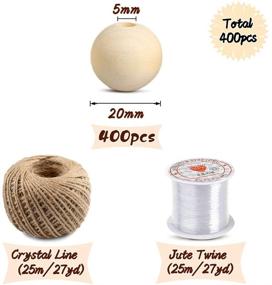 img 3 attached to 🔨 400 Pieces of 20mm Unfinished Wooden Beads for Garland Crafting, Natural Wood Beads for DIY Projects (Including 25m Jute Twine & 25m Crystal Line)