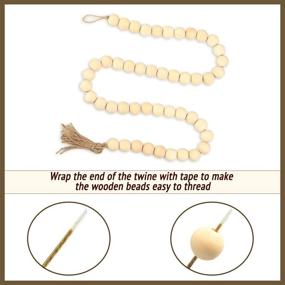 img 2 attached to 🔨 400 Pieces of 20mm Unfinished Wooden Beads for Garland Crafting, Natural Wood Beads for DIY Projects (Including 25m Jute Twine & 25m Crystal Line)