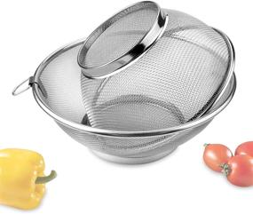 img 1 attached to 🥣 BILLIOTEAM 2 Pack Stainless Steel Mesh Strainer Colander Basket - Fine Mesh Washing Fruit Beans Rice Vegetable Bowl Sieve for Kitchen