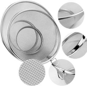 img 2 attached to 🥣 BILLIOTEAM 2 Pack Stainless Steel Mesh Strainer Colander Basket - Fine Mesh Washing Fruit Beans Rice Vegetable Bowl Sieve for Kitchen