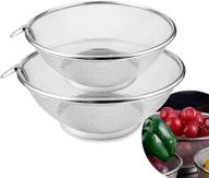 🥣 billioteam 2 pack stainless steel mesh strainer colander basket - fine mesh washing fruit beans rice vegetable bowl sieve for kitchen logo