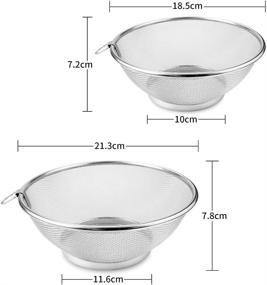 img 3 attached to 🥣 BILLIOTEAM 2 Pack Stainless Steel Mesh Strainer Colander Basket - Fine Mesh Washing Fruit Beans Rice Vegetable Bowl Sieve for Kitchen