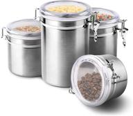 enloy stainless steel airtight canister set for kitchen counter - 4-piece set for sugar, flour, tea, candy, cookie, spice, and more - 28/32/38/65 oz sizes логотип