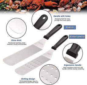 img 2 attached to 🍳 28-Piece Stainless Steel Griddle Accessories Kit for Blackstone and Camp Chef - JOVNO Flat Top Griddle Spatulas Set for Outdoor BBQ, Camping, and Cooking