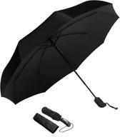 travel-ready reinforced black compact umbrella logo