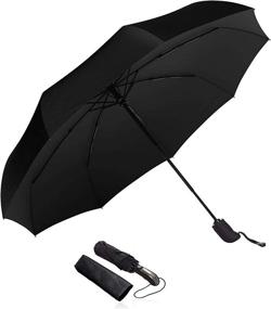 img 4 attached to Travel-Ready Reinforced Black Compact Umbrella