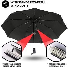 img 2 attached to Travel-Ready Reinforced Black Compact Umbrella