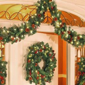 img 4 attached to 🎄 1.8M/6FT Christmas Garland Decorations: HOTBEST Artificial Decorated Garland with 30 LED Lights, Cones, and Red Berries - Ideal for Walls, Stairs, Fireplaces and Xmas Wreath Decorations (with Lights, 1.8M/6FT)