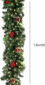 img 3 attached to 🎄 1.8M/6FT Christmas Garland Decorations: HOTBEST Artificial Decorated Garland with 30 LED Lights, Cones, and Red Berries - Ideal for Walls, Stairs, Fireplaces and Xmas Wreath Decorations (with Lights, 1.8M/6FT)