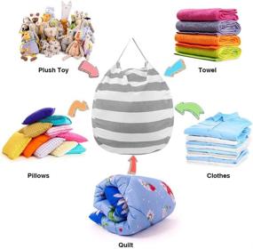 img 3 attached to Organize Kids' Room with Stuffed Animal Storage Bean Bag Chair Cover - Gray