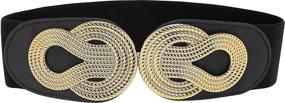 img 4 attached to 👗 Elastic Vintage Interlock Buckle Women's Belts by BlackButterfly