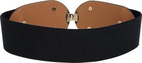 img 3 attached to 👗 Elastic Vintage Interlock Buckle Women's Belts by BlackButterfly