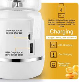 img 1 attached to iOCSmart Portable Blender on-the-go, USB Rechargeable Mini Personal Blender with 400ml Travel Bottle, Silicone Straw, 4000mAh Power Bank (White)