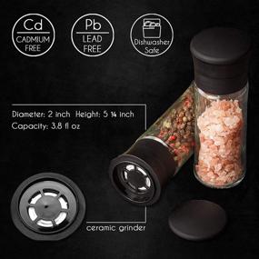 img 2 attached to Crystalia Set of 2 Salt and Pepper Mills with Ceramic Mechanism, Glass Body and BPA-Free Lid