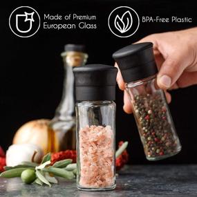 img 3 attached to Crystalia Set of 2 Salt and Pepper Mills with Ceramic Mechanism, Glass Body and BPA-Free Lid