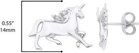 img 2 attached to 🦄 Enchanting .925 Sterling Silver Diamond Accent Prancing Unicorn Jewelry for Girls: Stunning Stud Earrings or Exquisite Pendant Necklace