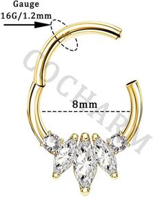 img 3 attached to COCHARM 14K Solid Gold Cartilage Earring Hoop 16G - Nose Septum Ring, Helix Daith Tragus Piercing Jewelry