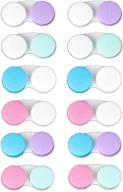 convenient and colorful contact lens case bulk box holder container kit - kiseer 12 pack, 6 color lid design logo