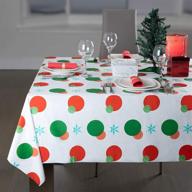 🎄 grandipity's festive red and green holiday snow flake 6 pack premium disposable plastic tablecloth: 54"x 108" rectangle table cover logo