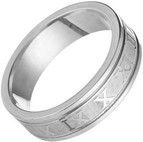 img 4 attached to 💍 Roman Numerals Stainless Steel and Titanium Engraved Couples Promise Rings