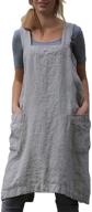 👩 yesdoo linen apron with cross back for women, grey, medium - pinafore dress with pockets for baking and cooking logo