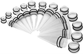 img 4 attached to 🌈 CrazyPiercing 24-Piece Ear Gauges Kit: Acrylic Tapers, Plugs, Double O-Rings - Stretching Set