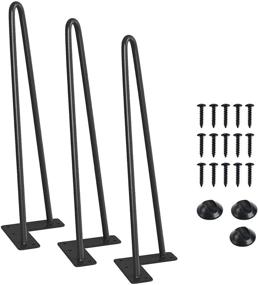 img 4 attached to 🔩 SmartStandard 16&#34; Industrial Rustic Black Metal Hairpin Legs Set of 3 - Mid Century Modern Furniture DIY Project with Floor Protectors - Ideal for Coffee Table, Nightstand, Bench