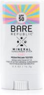 👶 bare republic mineral spf 50 baby sunscreen stick - unscented, gentle sunblock w/ spf 50. for babies 6 months & up, 0.5 oz. logo