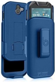 img 3 attached to Чехол BELTRON с клипом для пояса для Kyocera DuraForce Pro 2 - комбо тяжелой нагрузки Slim Shell с кобурой и встроенным подставкой для Kyocera E6900 E6910 E6920 (AT&T FirstNet Verizon) - синий