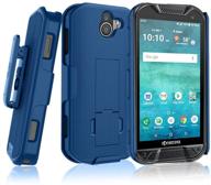 beltron case with belt clip for kyocera duraforce pro 2 - heavy duty slim shell holster combo with built-in kickstand for kyocera e6900 e6910 e6920 (at&t firstnet verizon) - blue logo