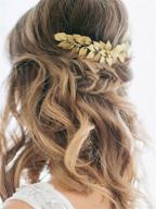 👰 yean bride wedding hair comb: elegant leaf hair piece in gold for women and girls logo