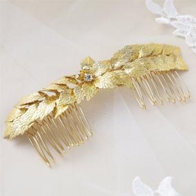 img 3 attached to 👰 Yean Bride Wedding Hair Comb: Elegant Leaf Hair Piece in Gold for Women and Girls