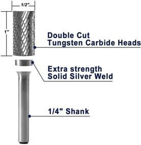 img 3 attached to 🔪 YUFUTOL Tungsten Carbide Burr Cylinder Shape Double Cut Rotary Burr File (1/2” Cutter Diameter X 1” Cutter Length) with 1/4'' Shank Diameter - Pack of 1