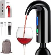 smart electric wine aerator pourer and dispenser pump - usb rechargeable, multi-smart automatic filter - ideal for travel, home, and bar - black логотип