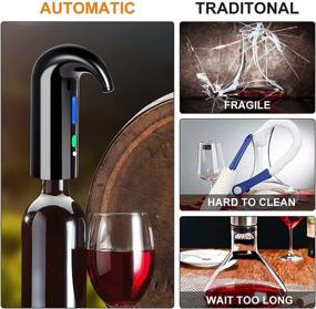 img 2 attached to Smart Electric Wine Aerator Pourer and Dispenser Pump - USB Rechargeable, Multi-Smart Automatic Filter - Ideal for Travel, Home, and Bar - Black