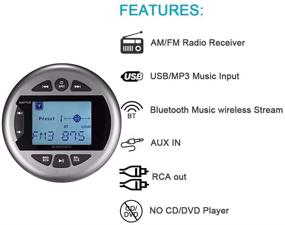 img 3 attached to Marine Gauge Stereo with Herdio Technology - Boat Golf Cart Motorcycle AM FM Radio Digital Media Receiver MP3 Player USB AUX in
