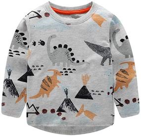 img 4 attached to 👶 Cotton Long Sleeve Tees for Toddler Boys - Cute Cartoon T Shirt Crewneck Tops