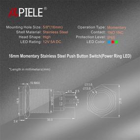 img 3 attached to 🔊 12V Momentary Speaker Horn Push Button Toggle Switch 0 Industrial Electrical by APIELE - 16mm