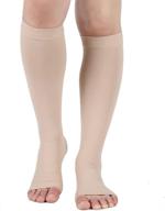 🧦 20-30 mmhg graduated compression socks: knee-high support stockings for unisex with open toe - medical hose for dvt, pregnancy, varicose veins, shin splints, edema relief (beige, medium) logo