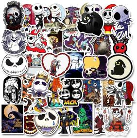 img 4 attached to 🎃 Water Bottle Stickers Set: 50PCS Nightmare Before Christmas Halloween Theme - Horror Pumpkin Ghost, Waterproof Decals for Bike, Skateboard, Luggage & More - Graffiti Patches, Decals