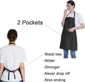 img 2 attached to LOYHUANG 16PCS Black Bib Aprons Bulk for Women and Men with 2 Pockets - Ideal for Waitress, Chefs, and Cooking in Kitchen