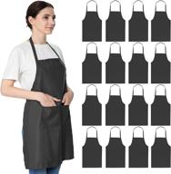 loyhuang 16pcs black bib aprons bulk for women and men with 2 pockets - ideal for waitress, chefs, and cooking in kitchen logo