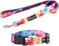 tie dye dog collar and leash set - funny pet leash for small, medium, and large dogs (small size: 7.8''-10'') logo