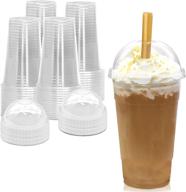 🥤 100 pack of 24 oz bpa free clear plastic cups with dome lids – ideal for iced cold drinks, coffee, tea, smoothies, juices, bubble boba –extra large size, disposable logo