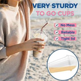 img 1 attached to 🥤 100 Pack of 24 oz BPA Free Clear Plastic Cups with Dome Lids – Ideal for Iced Cold Drinks, Coffee, Tea, Smoothies, Juices, Bubble Boba –Extra Large Size, Disposable