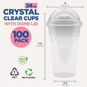 img 3 attached to 🥤 100 Pack of 24 oz BPA Free Clear Plastic Cups with Dome Lids – Ideal for Iced Cold Drinks, Coffee, Tea, Smoothies, Juices, Bubble Boba –Extra Large Size, Disposable